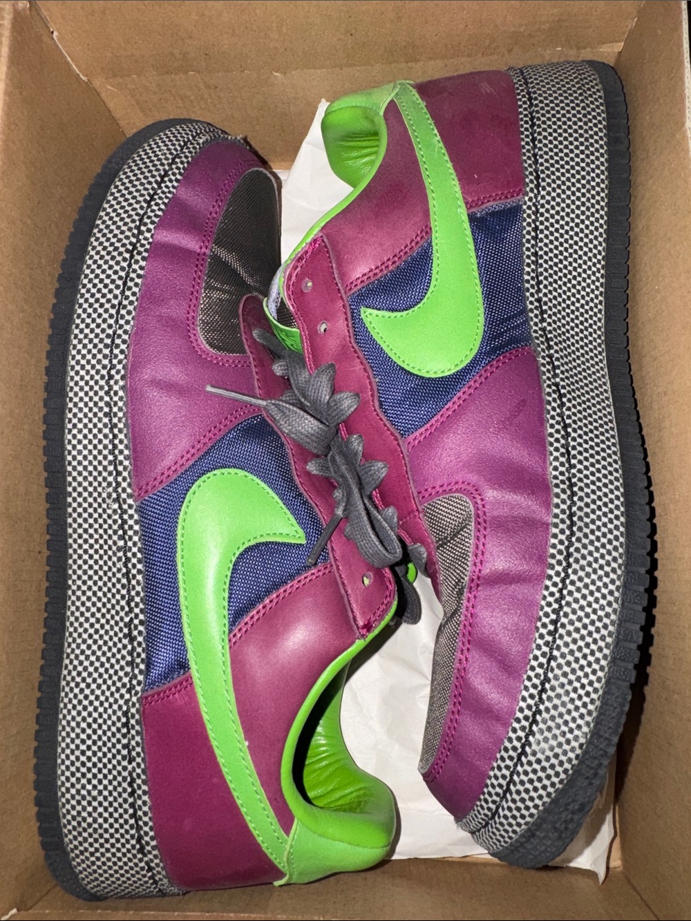 Nike Purple, Neon Green & Navy Low-Top Sneakers